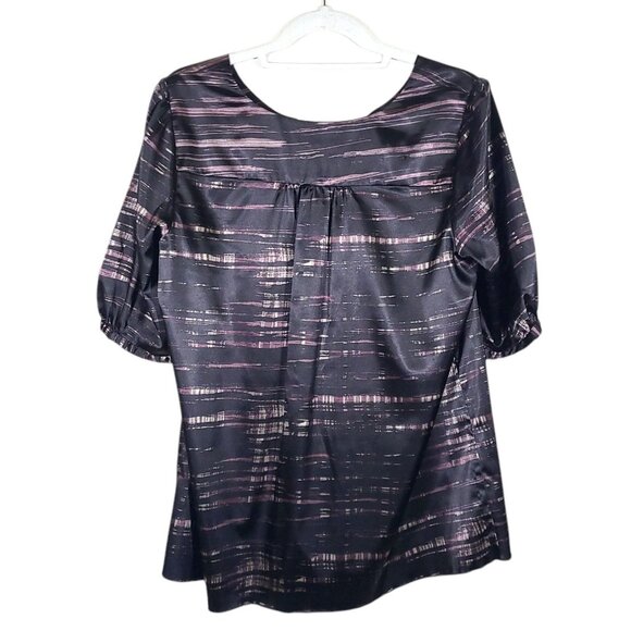 Daisy Fuentes Moda - Women's Size L - Short Sleeve Blouse - Black And Purple - Picture 2 of 10
